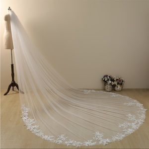 Beautiful new royal length (137”) white lace veil